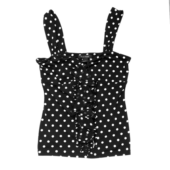 White House Black Market Tops - 🎉2/$10 J.Jill Polka Dot Top Black/White Ruffle Sm